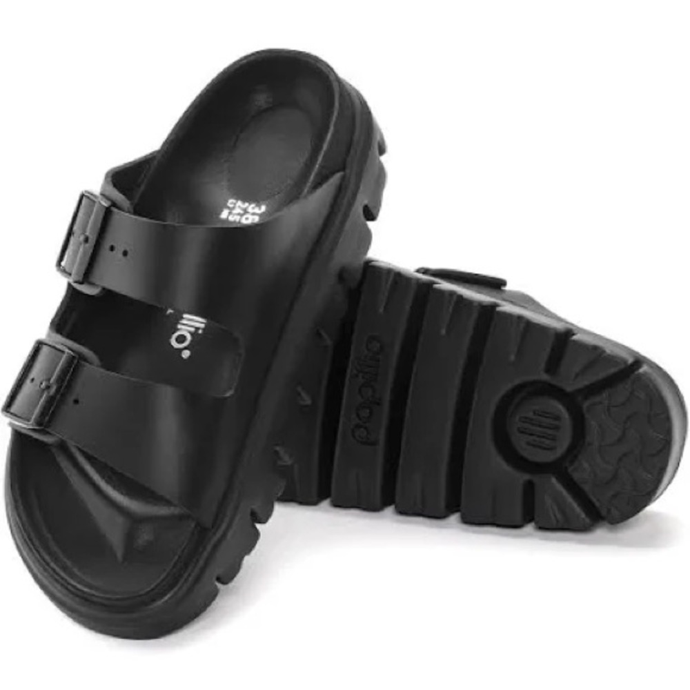 Birkenstock 'Milano' Black Leather Exquisite Chunky Sandal Size 11